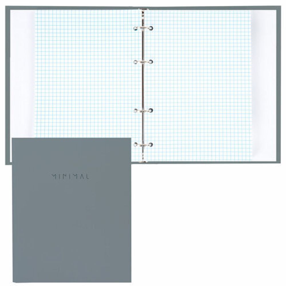 Тетрадь на кольцах А5 175х215 мм, 120 л., твердый картон, матовая ламинация, клетка, BRAUBERG "Minimal grey", 404996