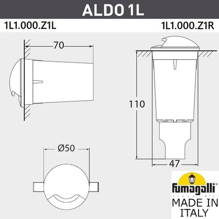 Грунтовый светильник светильник FUMAGALLI ALDO 1L 1L1.000.000.LXZ1L