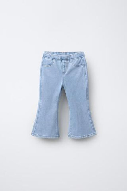 ZARA ЛЕГИНСЫ FLARE С ЭФФЕКТОМ ДЕНИМА, ГОЛУБОЙ