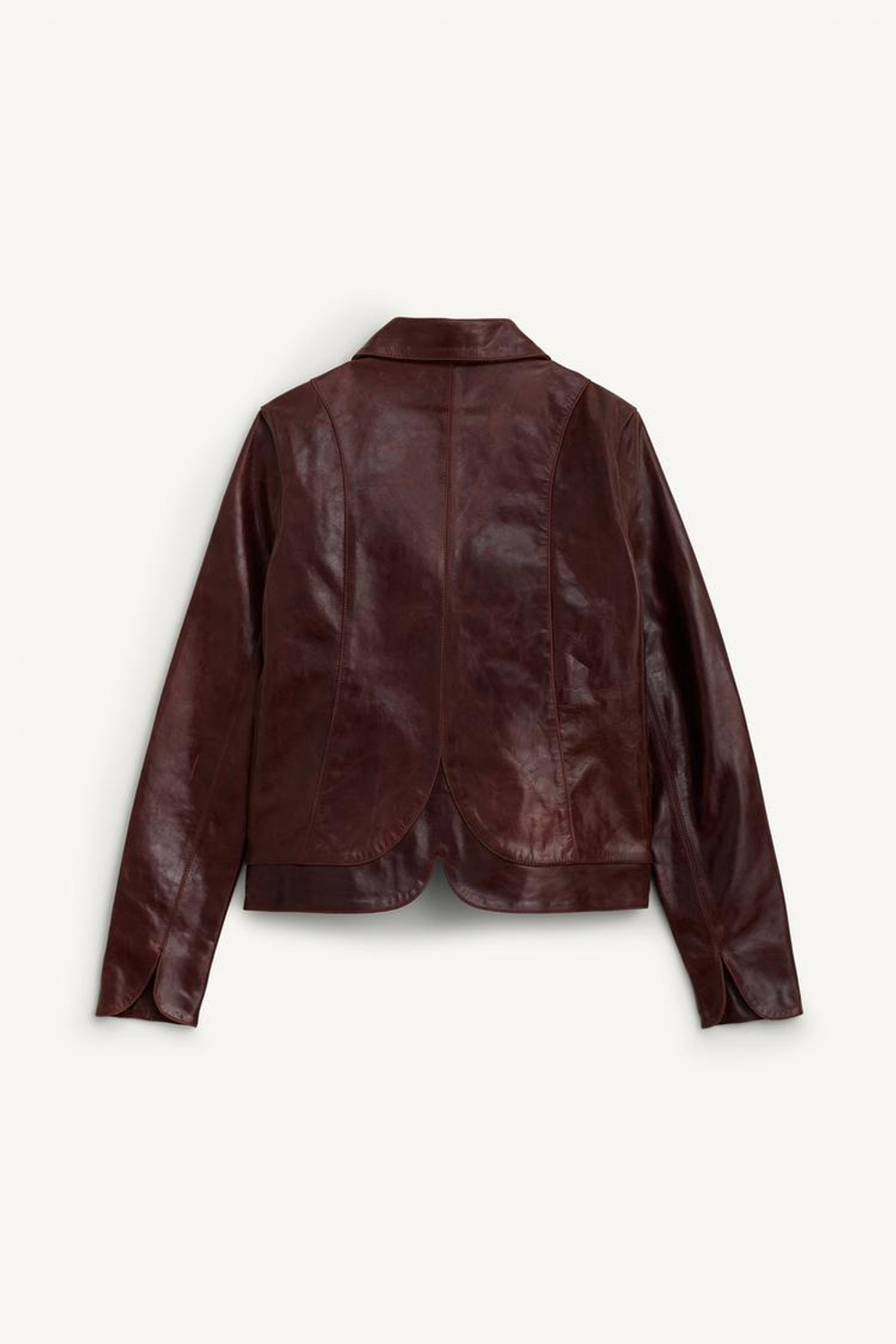 ZARA КУРТКА ИЗ НАТУРАЛЬНОЙ КОЖИ, БОРДОВЫЙ