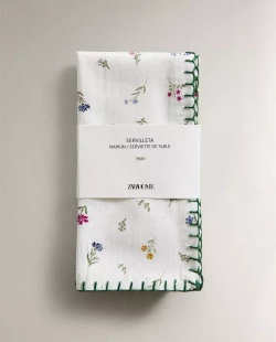 ZARA HOME САЛФЕТКИ С ПРИНТОМ ( 2 ШТ.), БЕЛЫЙ