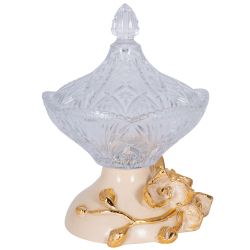 Сахарница стеклянная с крышкой Орхидея Лайм Айвори