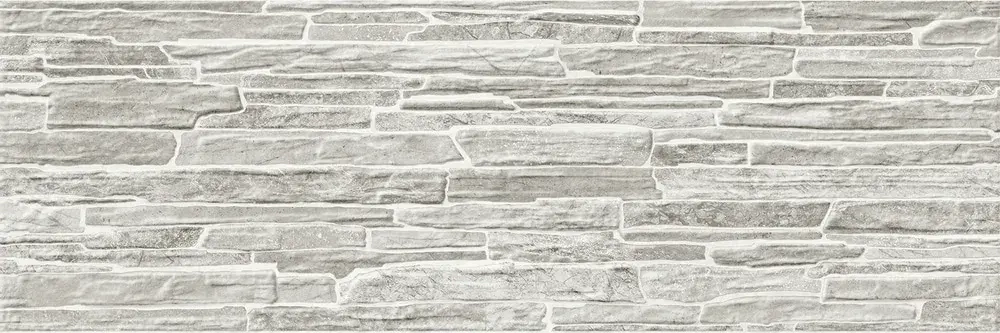 Настенная плитка ALMA Ceramica TWA11ROK717 Rocko 60x20 серая глянцевая рельефная под бетон / цемент