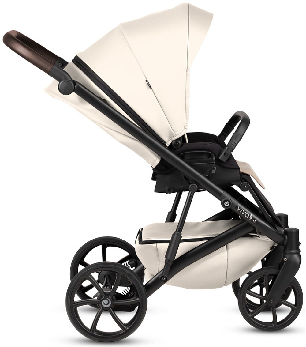 Детская коляска Tutis Viva 6 Plus Leather 3 в 1 с автокреслом Elo Lux EduSky Black 1612086 Vanilla