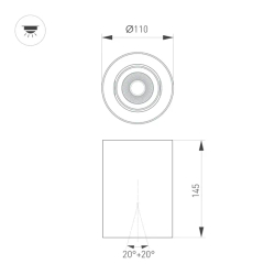 Светильник SP-FOCUS-R110-18W Warm3000 (BK, 24 deg, 230V) (Arlight, IP54 Металл, 5 лет) 054785