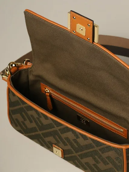 Сумка Fendi из холщовой ткани коричневого цвета Baguette