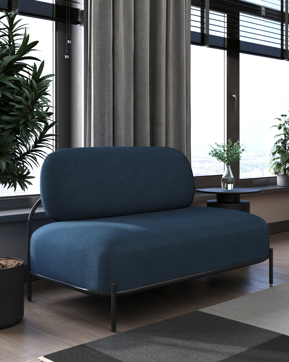 Диван Стоун рогожка синий