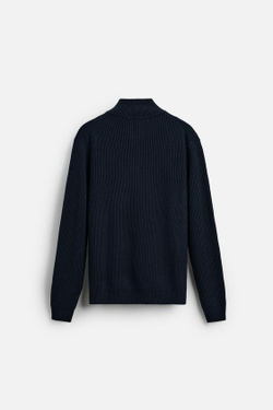 ZARA СВИТЕР С ВЫСОКИМ ВОРОТНИКОМ И ЗАСТЕЖКОЙ-МОЛНИЕЙ, МОРСКОЙ СИНИЙ
