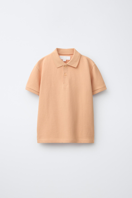 ZARA БАЗОВОЕ ПОЛО ИЗ ПИКЕ, ПЕРСИКОВЫЙ
