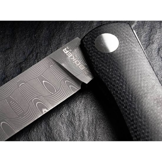 Складной нож Boker 110914DAM Rangebuster Damascus LTD c клинком из стали Damasteel, рукоять микарта