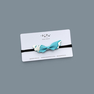 Повязка с замшевым бантиком в виде крылышек (серебряно-голубой)