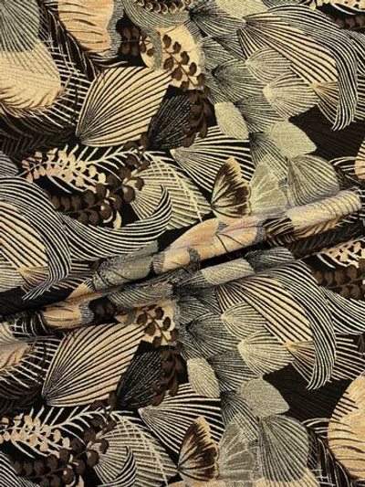 Жаккард хлопок с п/э и люрексом разноцветный с растительным принтом