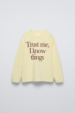 ZARA ФУТБОЛКА С НАДПИСЬЮ, ЖЕЛТЫЙ