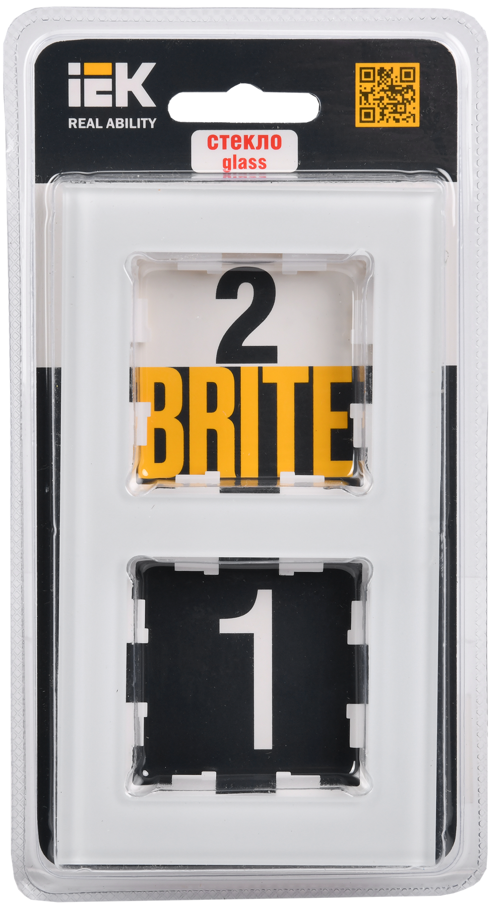 BRITE Рамка 2 -местная РУ-2-2-БрБ стекло белый IEK