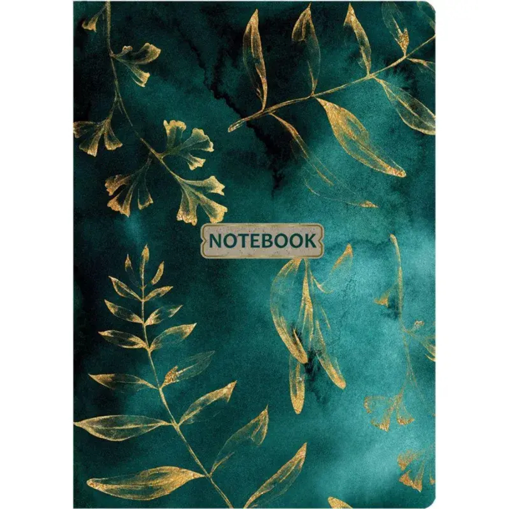 Блокнот Floral А5 96л. клетка, обл. тв.лам.картон, сшивка,резинка,зелен