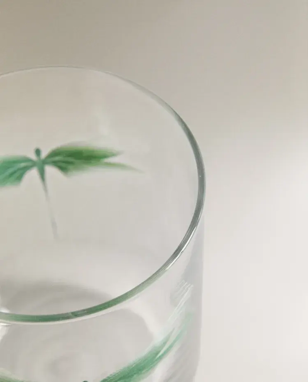 ZARA HOME СТАКАН С УЗОРОМ "СТРЕКОЗА", ЗЕЛЕНЫЙ