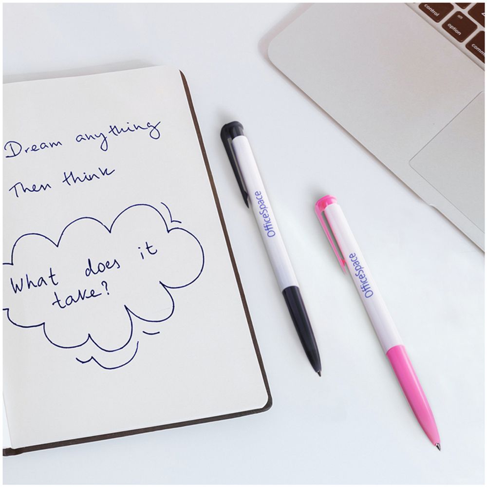 Ручка шариковая автоматическая OfficeSpace синяя, 0,7мм, цветной корпус