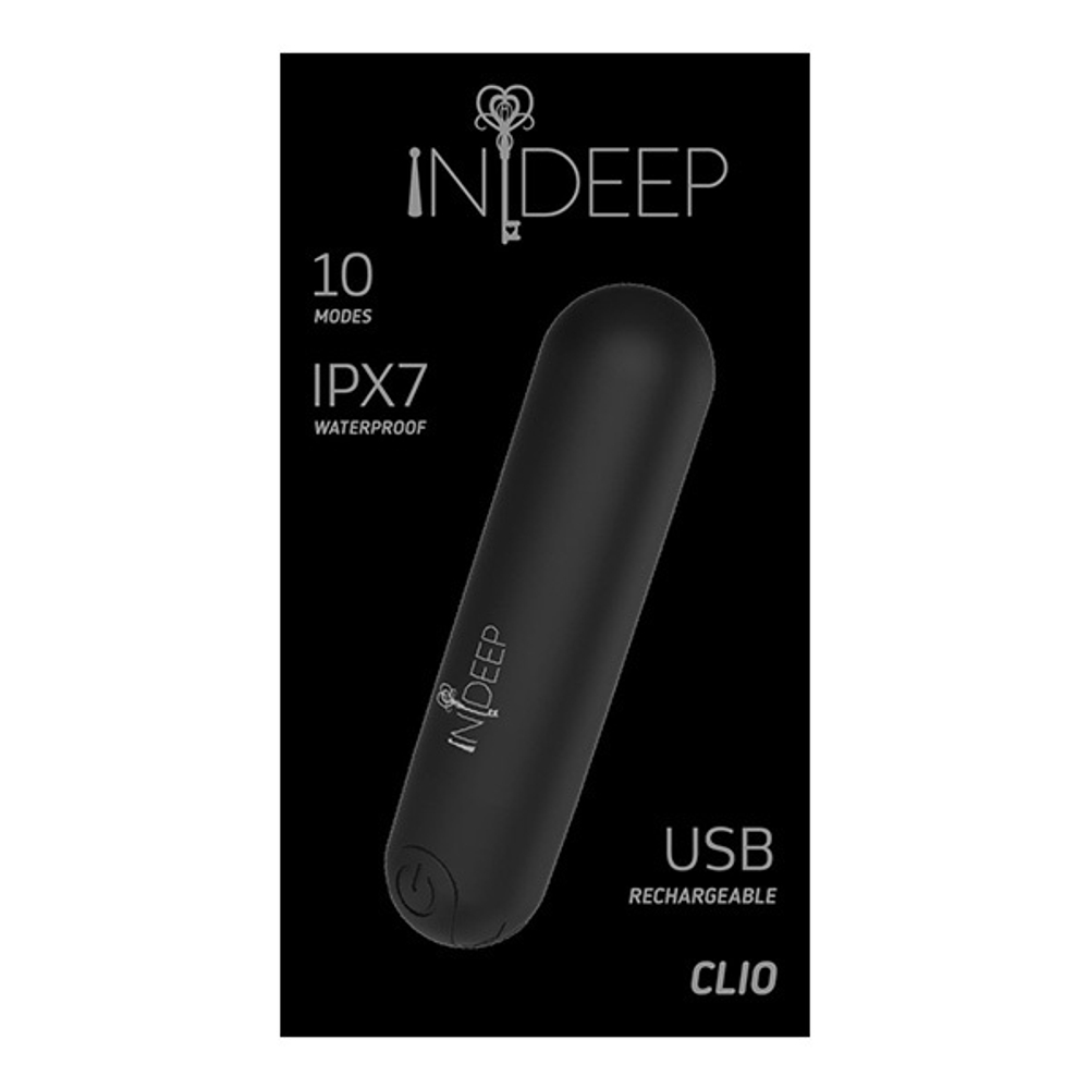 Черная перезаряжаемая вибропуля 7,6см Indeep Clio