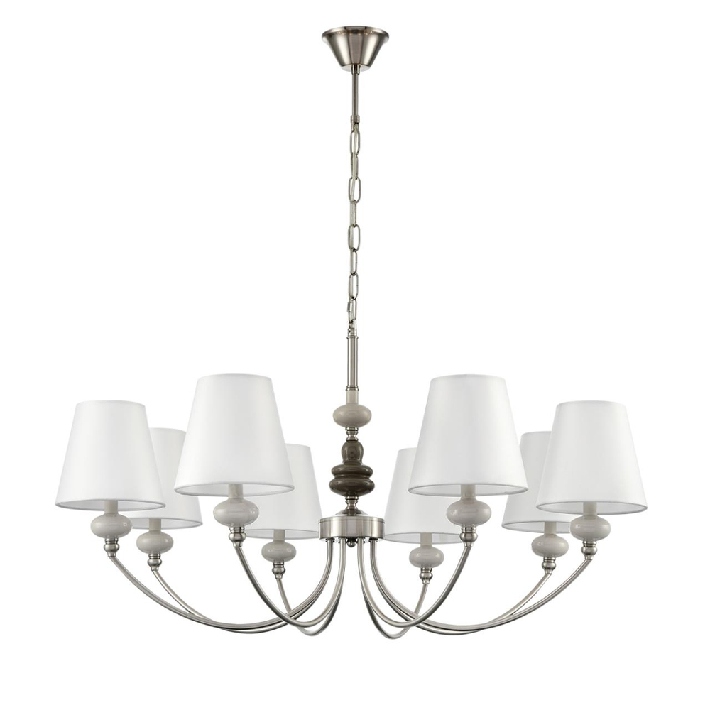 8283/8 CLASSI LN26 052 никель/белый, металл/керамика/текстиль Люстра Е14 8*40W 220V KENTUKI