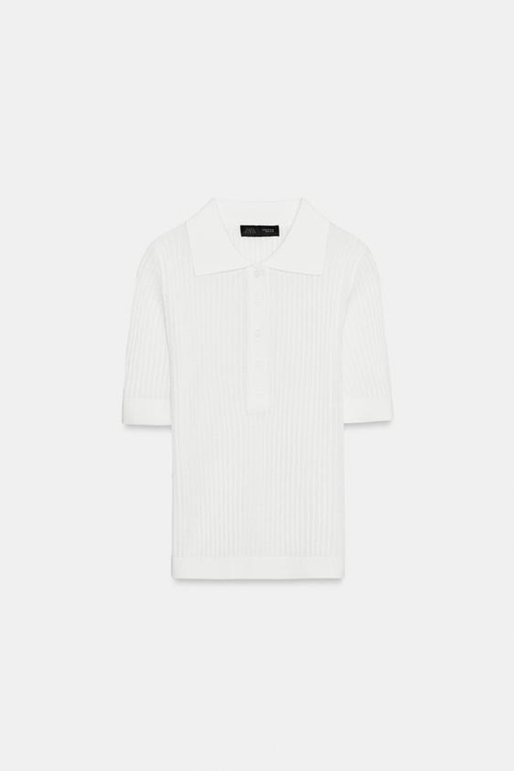 ZARA ПОЛУПРОЗРАЧНОЕ ПОЛО В РУБЧИК, БЕЛЫЙ
