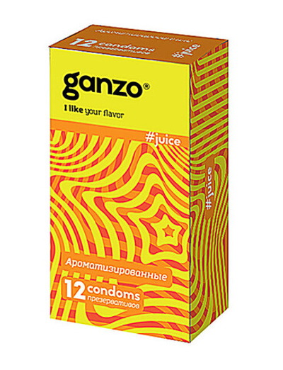 Презервативы GANZO JUICE No12 Ароматизированные (клубника, банан, и тутти фрутти), 12 шт. (Цвет: прозрачный)
