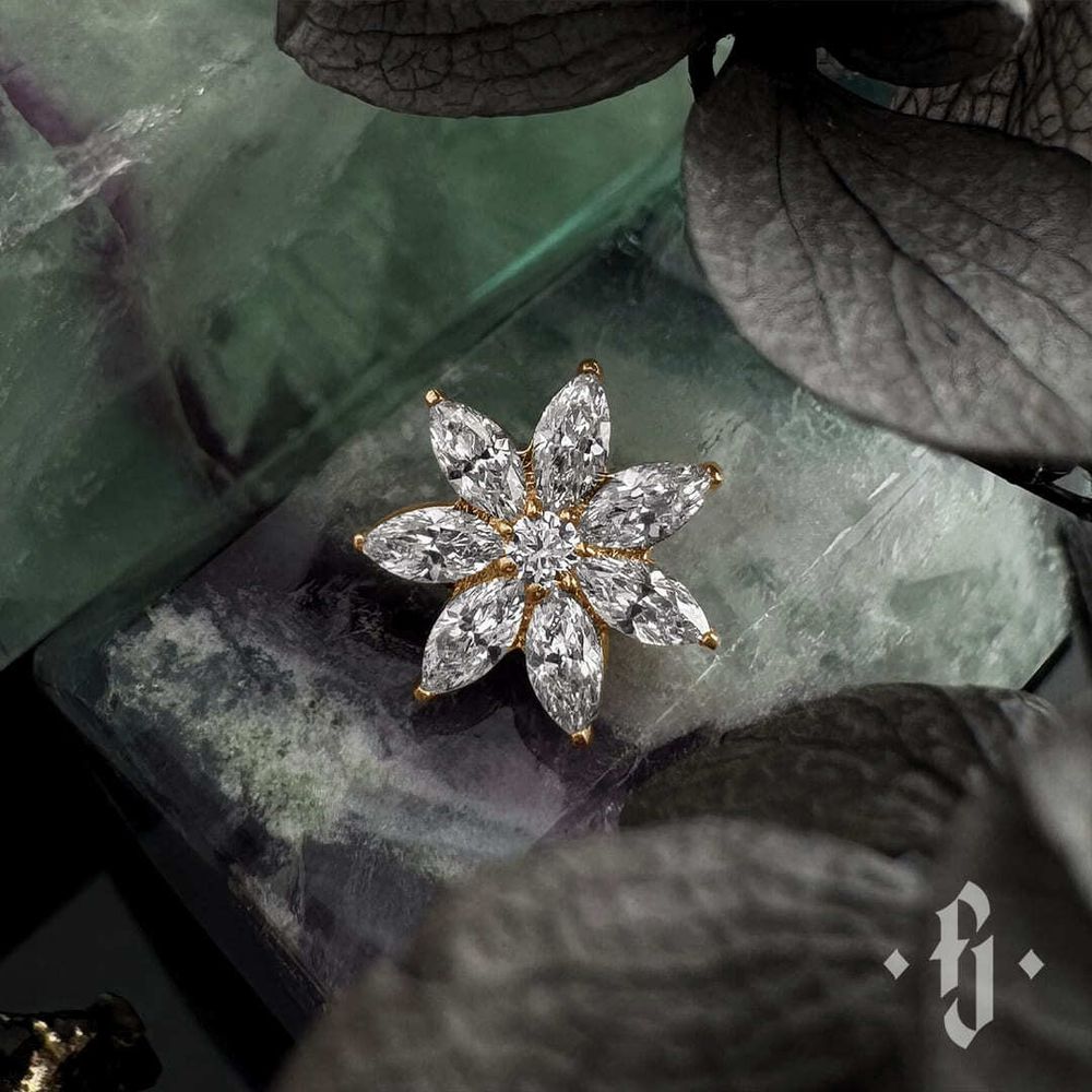 Накрутка "Comet" - Желтое золото - White CZ