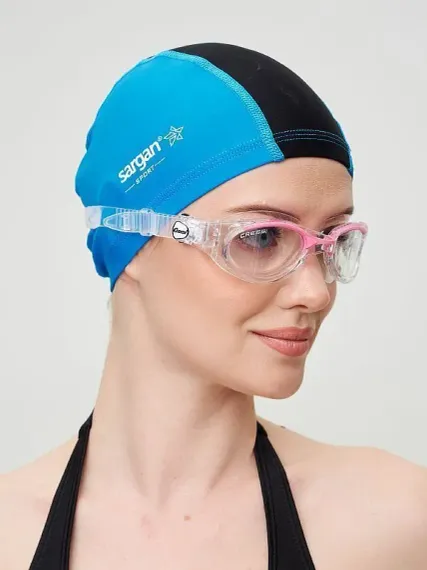 Шапочка для плавания лайкровая Sargan Классика унисекс голубой/черный