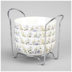 НАБОР САЛАТНИКОВ LEFARD "GRASSES" НА МЕТАЛЛ. ПОДСТАВКЕ 4 ШТ. 16*5,7 СМ 700 МЛ (КОР=6НАБ.)