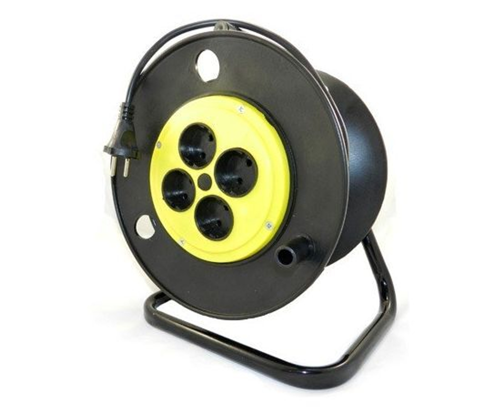 Jett силовой удлинитель на пласт. катуш. ПВС 2х0.75 4 розетка 25 м 6A (макс. ток 10A) 153-325