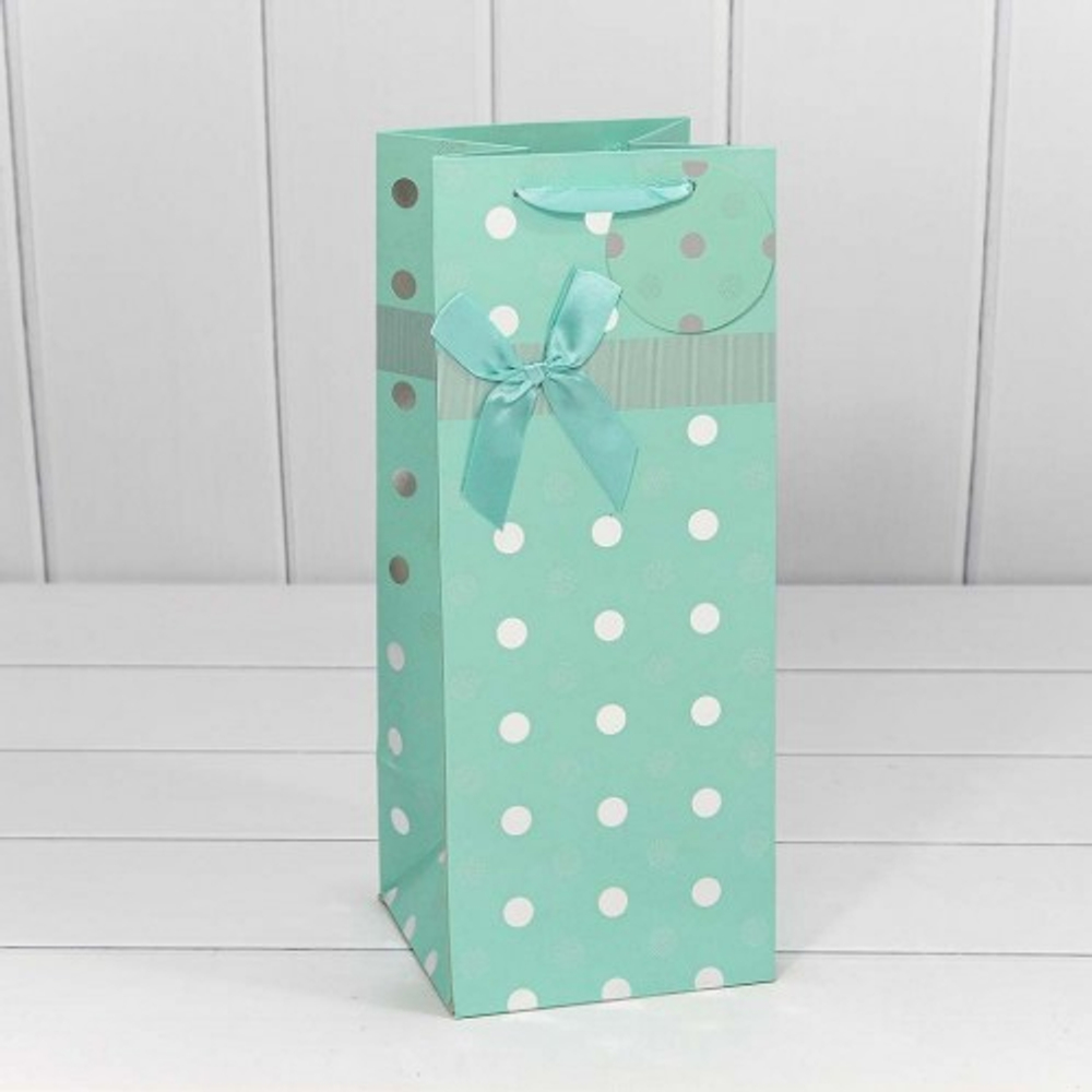 Пакет подарочный Под бутылку 14х35х14см "Леди" с тиснением (Микс)