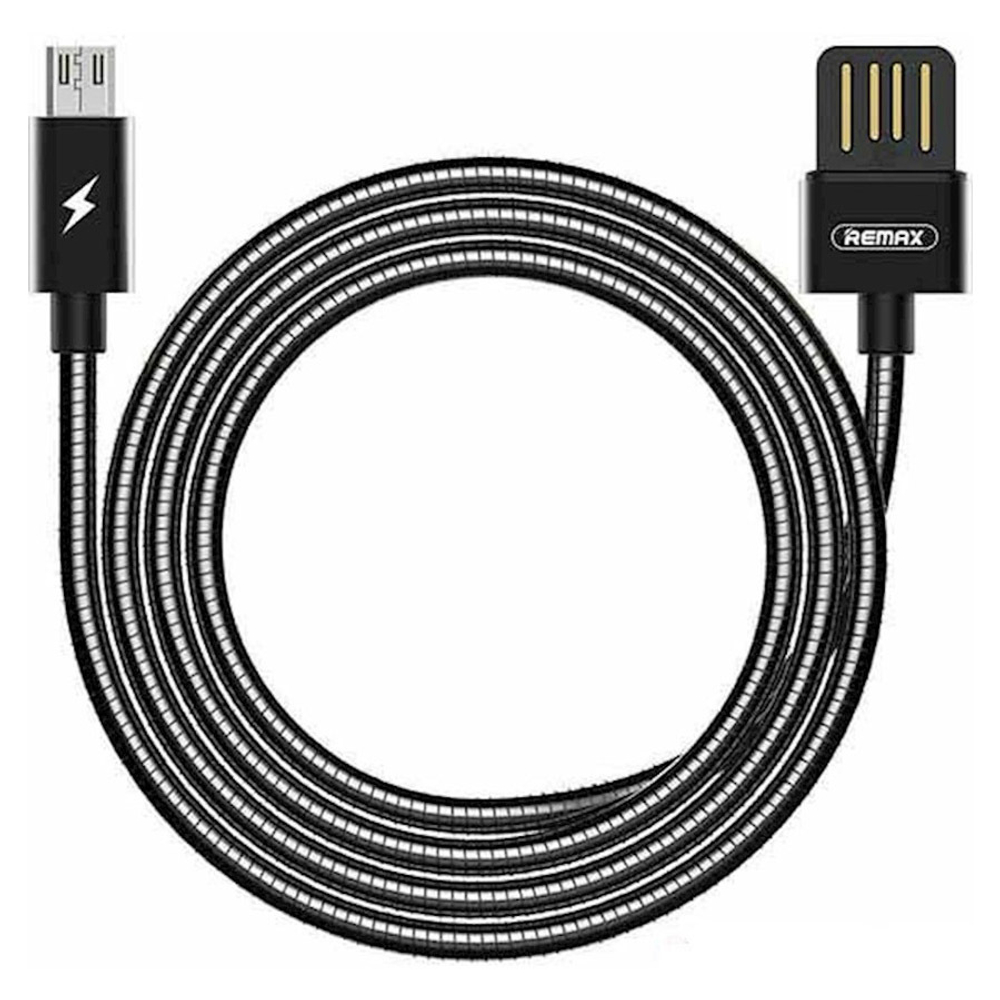 Кабель USB - MicroUSB Remax RC-080m (оплетка металл) Черный