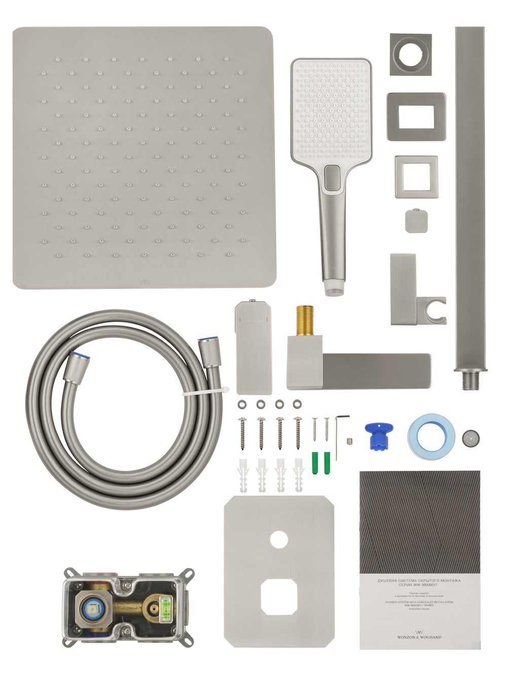 Душевая система встраиваемая WONZON & WOGHAND STICK, Брашированный никель (WW-88939017-BN)