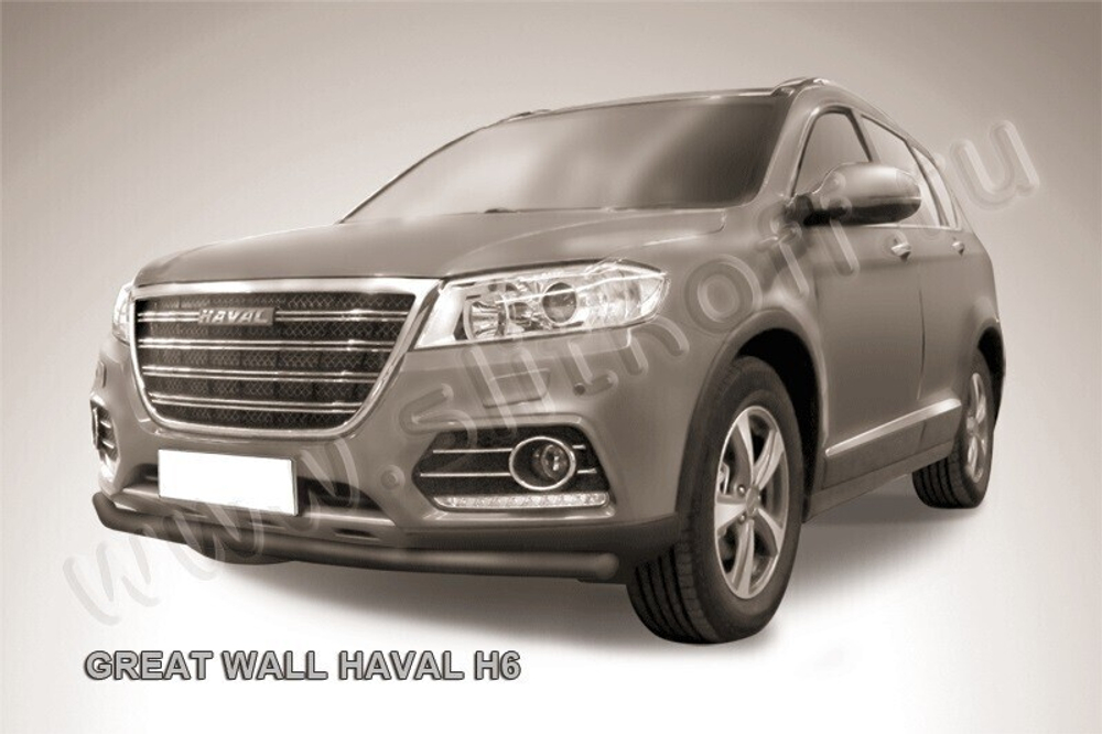 Защита переднего бампера Haval H6 (2014-2020) d57 серебристая