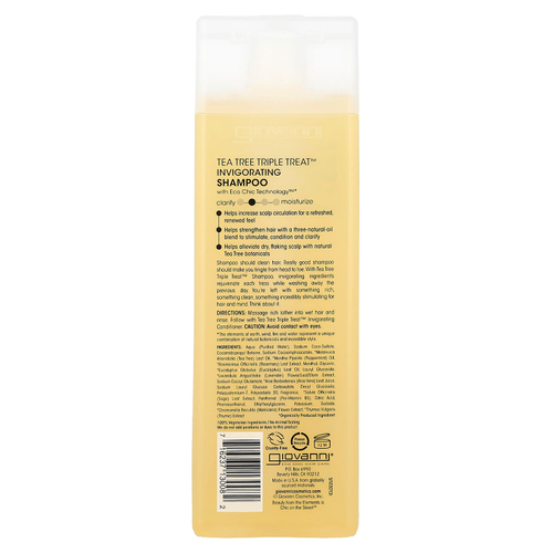 Giovanni, Tea Tree Triple Treat, тонизирующий шампунь, для всех типов волос, 250 мл (8,5 жидк. унции)