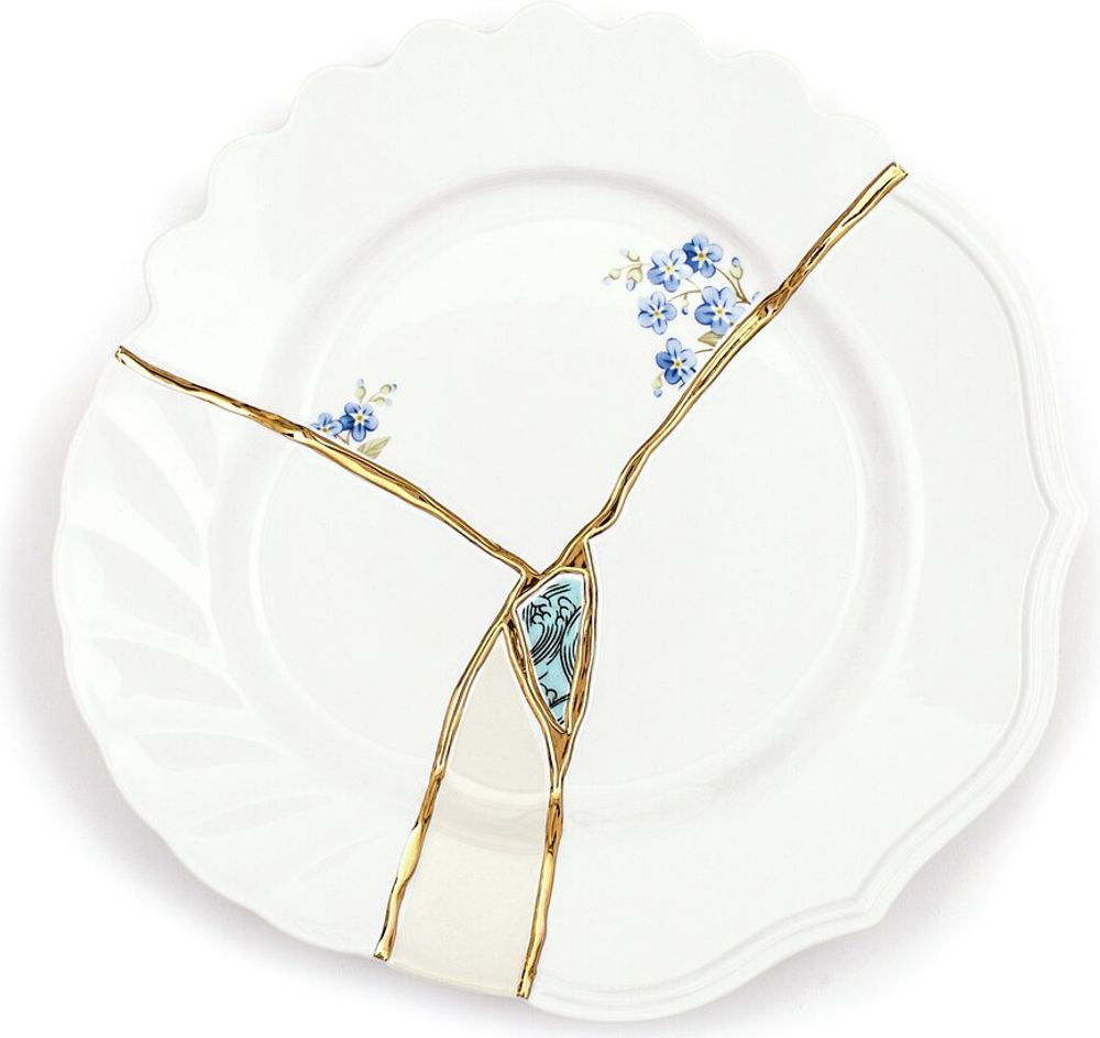 Блюдо сервировочное Seletti Patera Kintsugi 3, круглое, фарфор, 21 см
