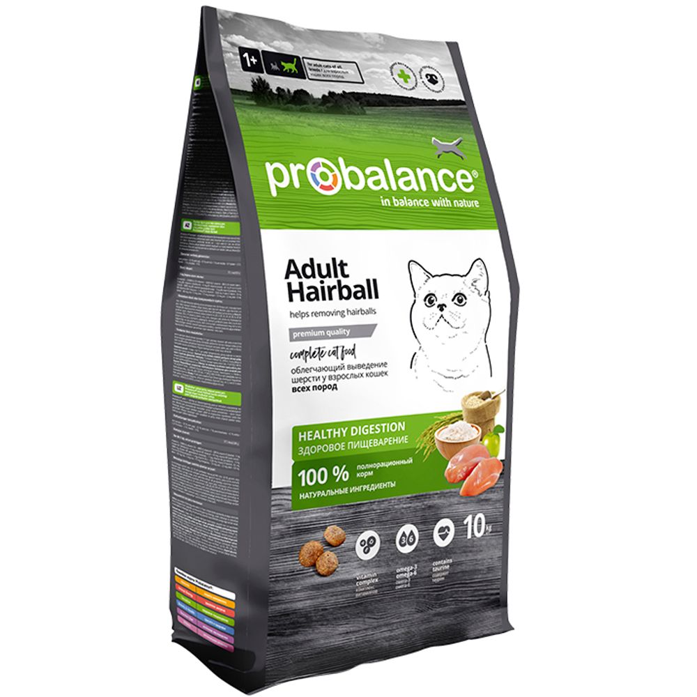 Сухой корм ProBalance Adult Hairball для кошек, облегчающий выведение шерсти