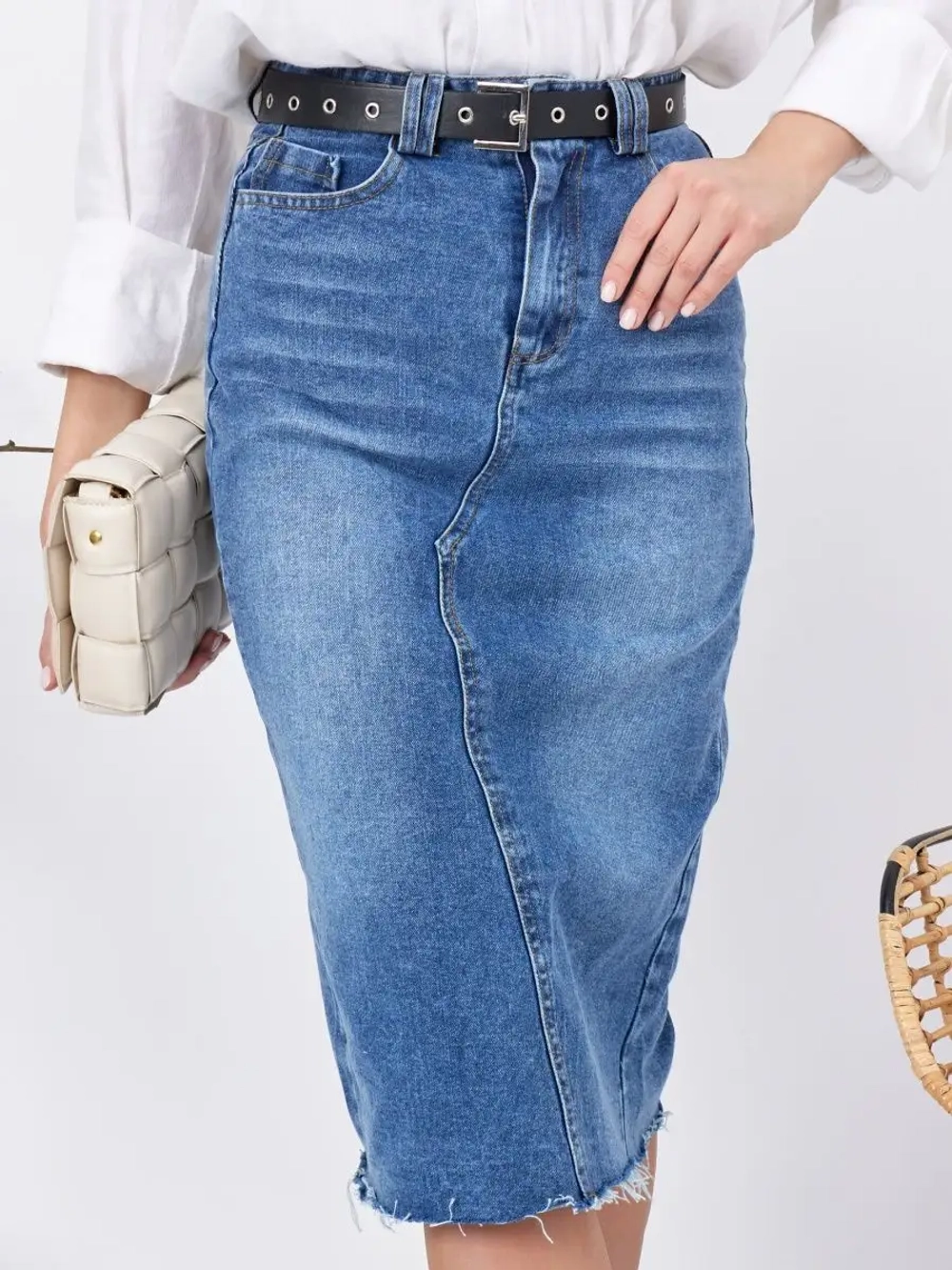 ♡︎ Юбка джинсовая длинная с разрезом ♡︎