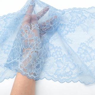 Кружево эластичное ГОЛУБОЙ С БЕЛОЙ НИТЬЮ, 25см