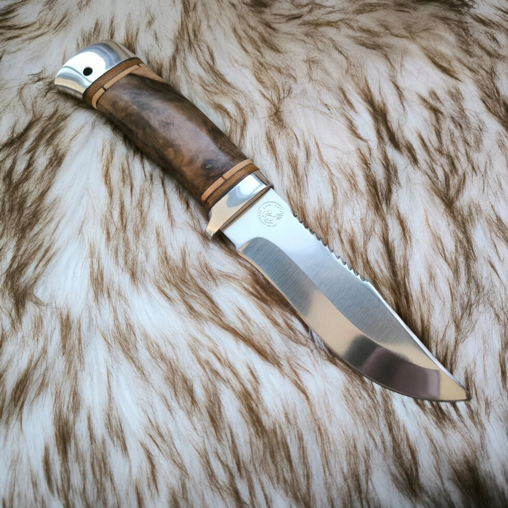 Кованый нож НС-28А Лесник (40Х10С2М) алюминиевые вставки (Златоуст)
