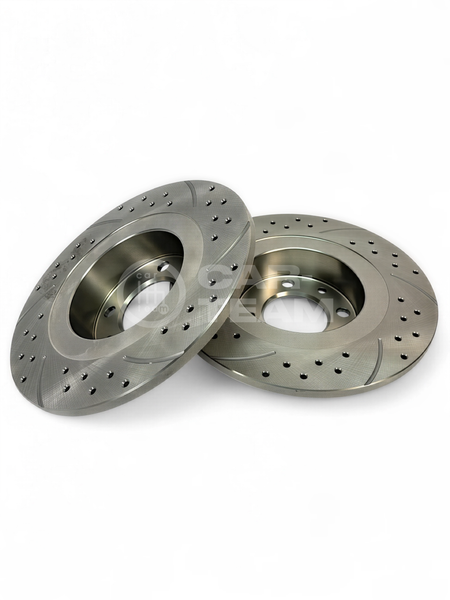 Тормозные диски “Car-Team" Pro Sport R14 задние с насечками и перфорацией на Лада Веста 4*100 разболтовка