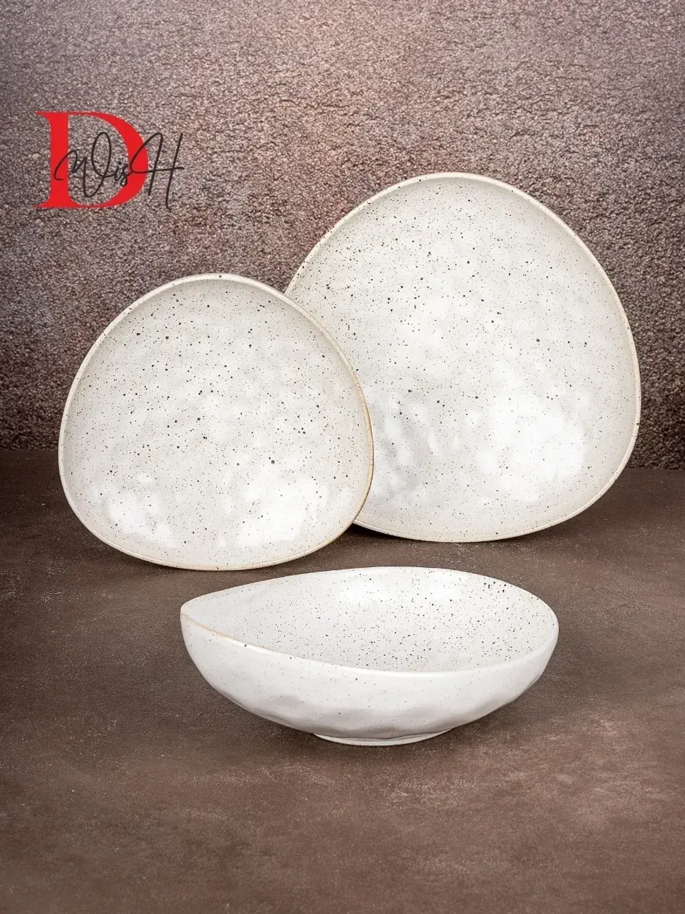 Набор посуды 4 тарелки глубокие мятый фарфор 740 мл