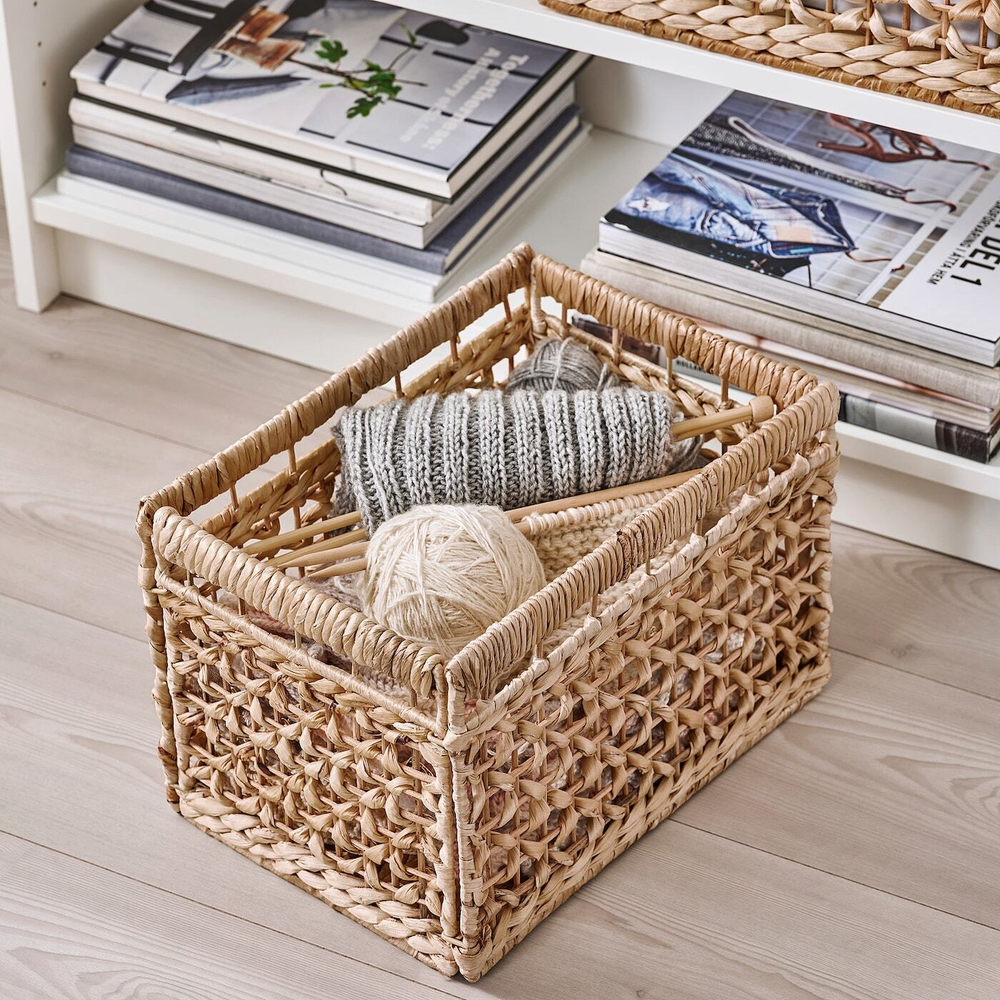 IKEA TÄTING  (ИКЕА ТÄТИНГ)  -  Корзина, водный гиацинт/натуральный, 35x25x25 см