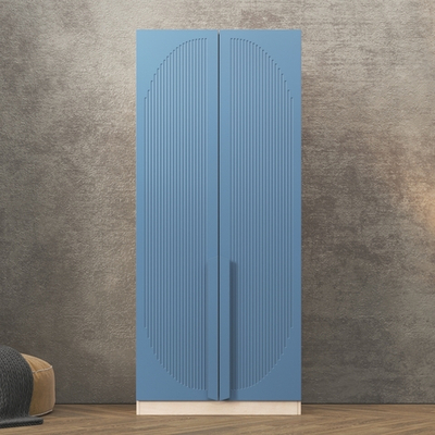 Шкаф Агератум МДФ двухсекционный в синей эмали - Дуб молочный 8622  80*45*240