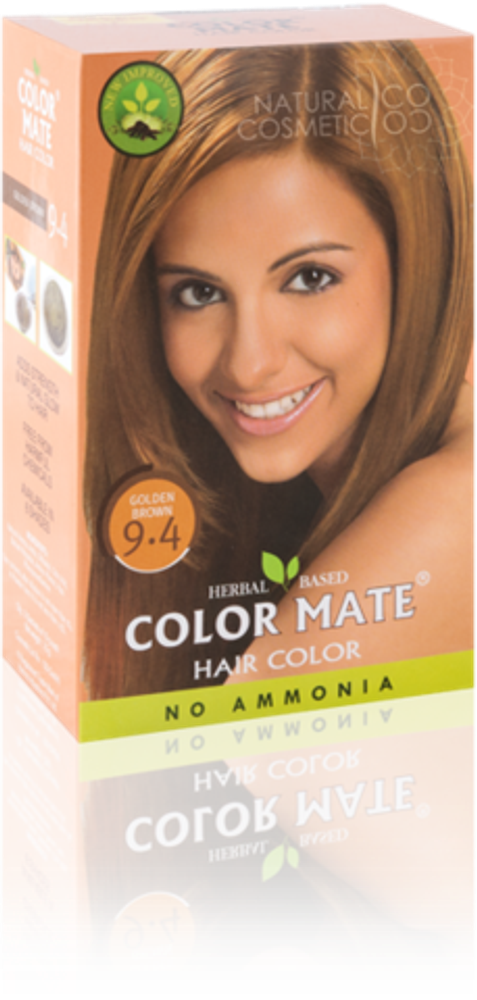 Краска для волос на основе хны Color Mate Golden Brown 9.4 Золотисто-коричневый 100% окрашивание седины