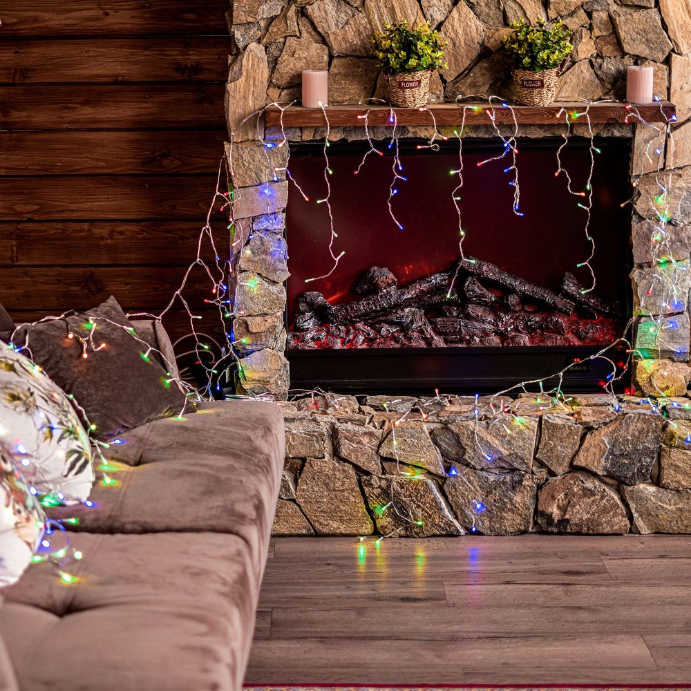 ULD-B6007-200-STK MULTI IP44 Бахрома светодиодная со статическим свечением. 6м. Соединяемая. 200 светодиодов. Разноцветный свет. Провод прозрачный. ТМ Uniel