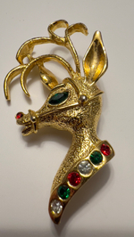 Новогодняя брошь олень с кристаллами Avante