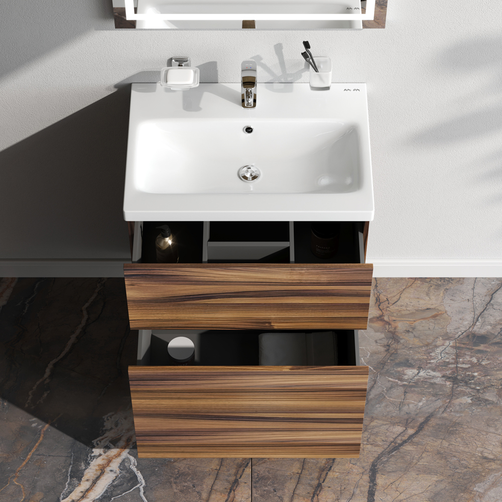 База под раковину, напольная, 60 см, 2 ящика, орех