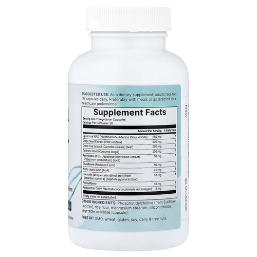 Micro Ingredients, липосомальный НАД + Ultimate, 60 вегетарианских капсул