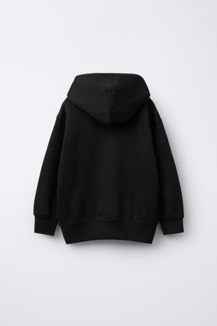 ZARA БАЗОВОЕ ХУДИ С КАПЮШОНОМ, ЧЕРНЫЙ