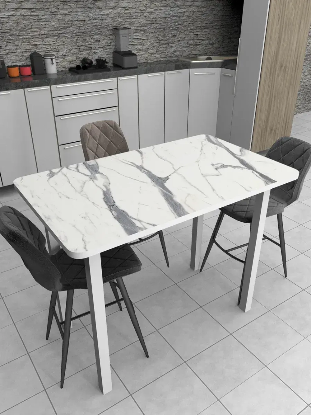 Обеденный стол "Мрамор белый" 110x70 см